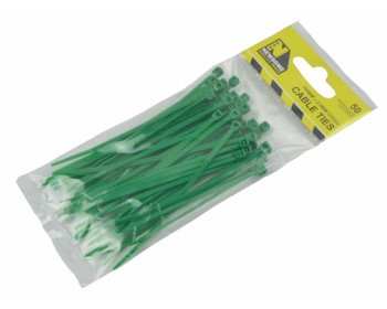 100mm x 2.5mm Green Cable Ties (50 per pack)